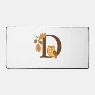 Alphabet Monogram Letter D - Owl mit Oak L Schreibtischunterlage