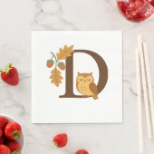 Alphabet Monogram Letter D - Owl mit Oak L Serviette (Beispiel)