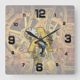 Alphabet, Monogramm A Quadratische Wanduhr
