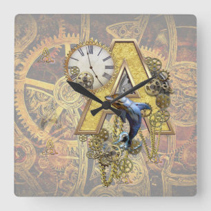 Alphabet, Monogramm A Quadratische Wanduhr