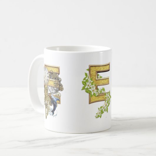 Alphabet Monogramm Anfangsbuchstabe E Kaffeetasse (Vorderseite Links)