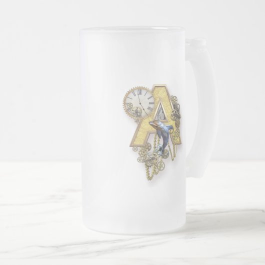 Alphabet-Monogramm-Hauptstadt-Buchstabe A Mattglas Bierglas (VorderseiteRechts)