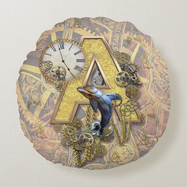 Alphabet-Monogramm-Hauptstadt-Buchstabe A Rundes Kissen (Vorderseite)