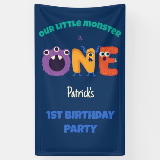 Alphabet Monster 1. Geburtstag Unser kleines Monst Banner (Vertikal)