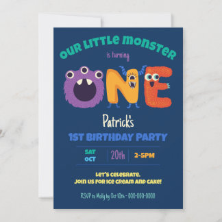 Alphabet Monster 1. Geburtstag Unser kleines Monst Einladung