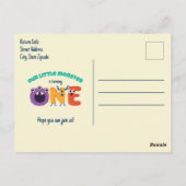 Alphabet Monster 1. Geburtstag Unser kleines Monst Postkarte (Rückseite)