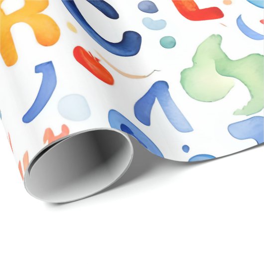 Alphabet Muster Geschenkpapier (Rolleneckpunkt)