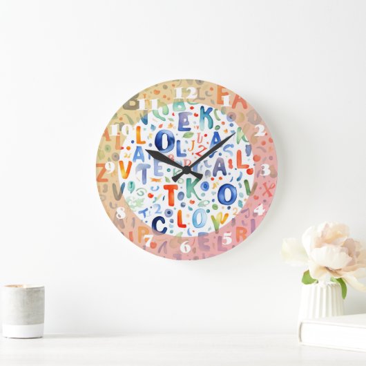 Alphabet Muster Große Wanduhr (Zuhause)