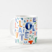 Alphabet Muster Kaffeetasse (Vorderseite Links)