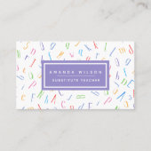 Alphabet Muster Lila Ersatzlehrer/Lehrer Visitenkarte (Vorderseite)