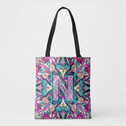 Alphabet N mandala Tasche (Vorderseite)