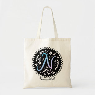 Alphabet N Monogram Handwriting Tragetasche
