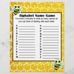 Alphabet Name Game and Baby Showroom Bingo Game Flyer