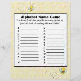 Alphabet Name Game and Baby Showroom Bingo Game Flyer