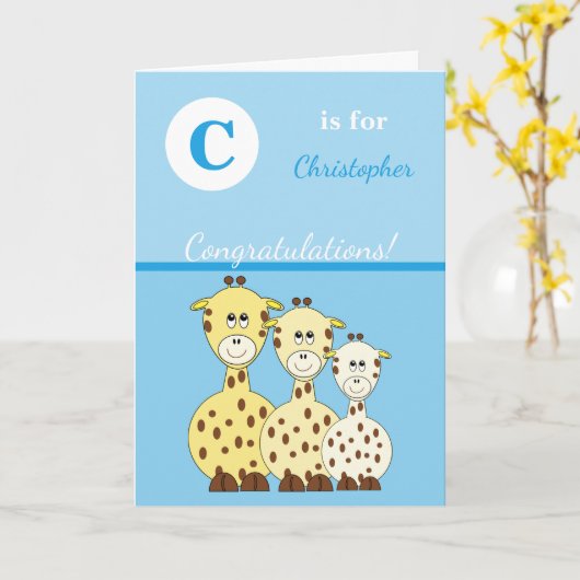 Alphabet-Name neue niedliche Giraffen für Kleinkin Karte (Gelbe Blume)