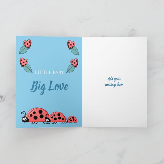 Alphabet Name neues niedliches Baby Ladybirds blue Karte (Innenseite)