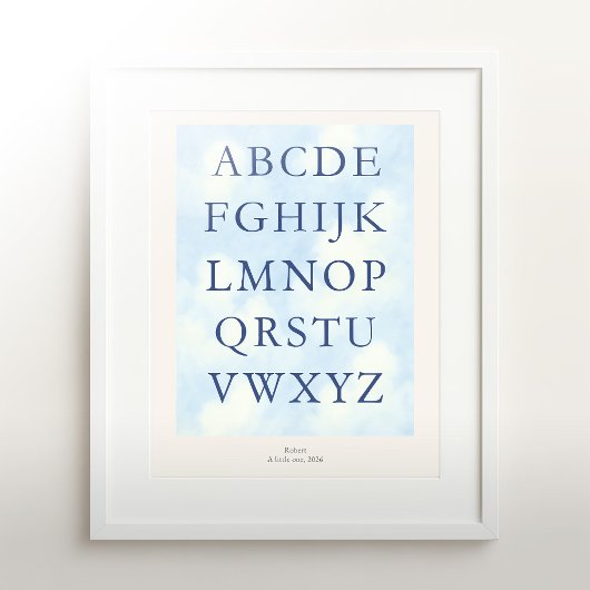 Alphabet – Navy Nursery ABC Wall Art (8x10) Poster