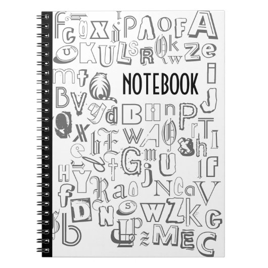 Alphabet-Notebook (schwarz) Notizblock (Vorderseite)