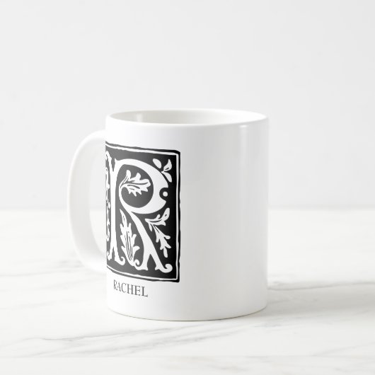 Alphabet-Ornamentik-Letter R Mit Monogramm Kaffeetasse (Vorderseite Links)