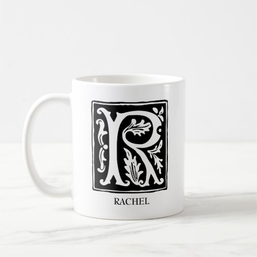 Alphabet-Ornamentik-Letter R Mit Monogramm Kaffeetasse (Links)