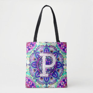 Alphabet P mandala Tasche
