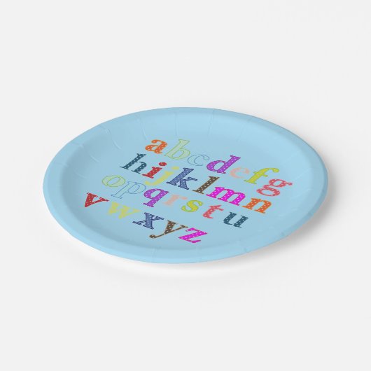 Alphabet-Papierplatte Pappteller (Schrägansicht)