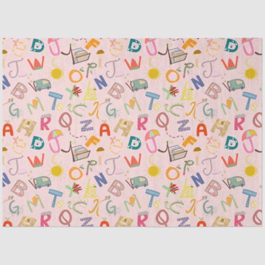 Alphabet-Party Seidenpapier (Vorderseite)