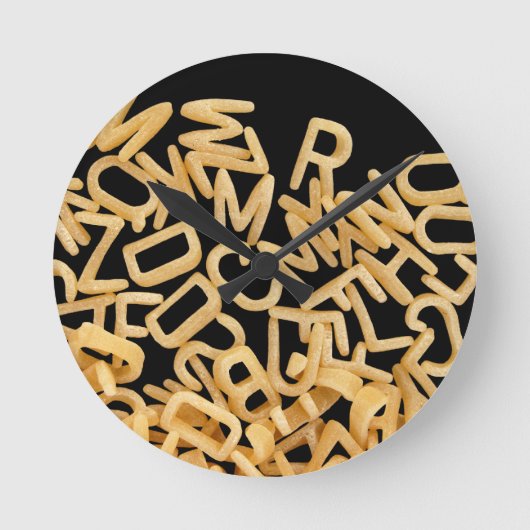 alphabet pasta background runde wanduhr (Vorderseite)