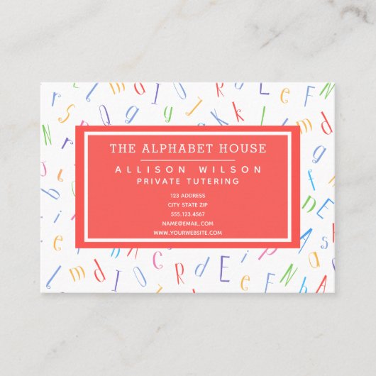 Alphabet Pattern - Teachter / Tutor Visitenkarte (Vorderseite)