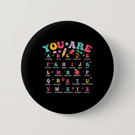 Alphabet Positive Affirmationen Zurück zur Schule Button (Vorderseite)