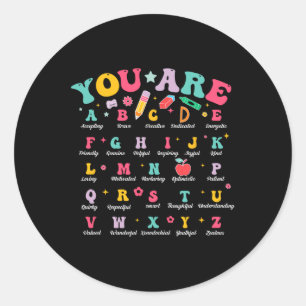 Alphabet Positive Affirmationen Zurück zur Schule Runder Aufkleber