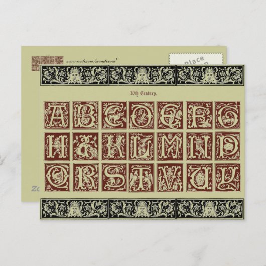 Alphabet Postcard Postkarte (Vorne/Hinten)