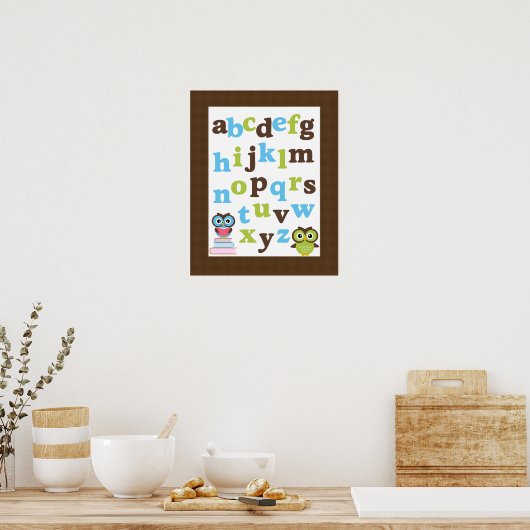 Alphabet Poster für Kinderzimmer Blue Green Owells (Küche)