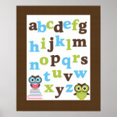 Alphabet Poster für Kinderzimmer Blue Green Owells (Vorne)