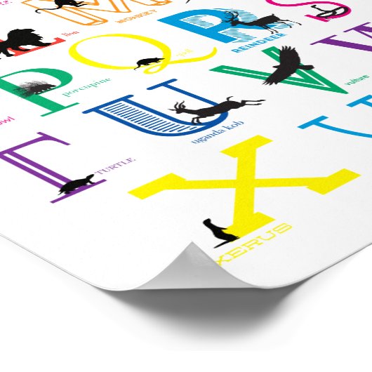 Alphabet Poster mit tierischen Silhouetten (Ecke)