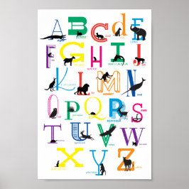 Alphabet Poster mit tierischen Silhouetten