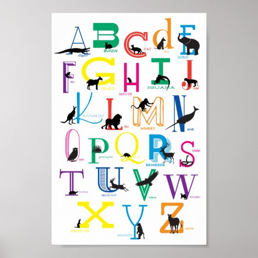 Alphabet Poster mit tierischen Silhouetten (Vorne)