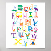 Alphabet Poster mit tierischen Silhouetten in Farb (Vorne)