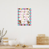 Alphabet Poster zum Kinderzimmer Rosa Affe (Küche)