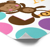 Alphabet Poster zum Kinderzimmer Rosa Affe (Ecke)
