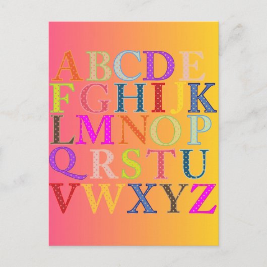 Alphabet Postkarte (Vorderseite)