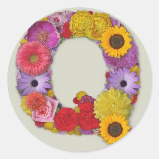 Alphabet Q in Blume Runder Aufkleber (Vorderseite)