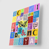 Alphabet Quadratische Wanduhr (Winkel)