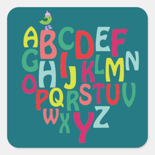 Alphabet Quadratischer Aufkleber (Vorderseite)