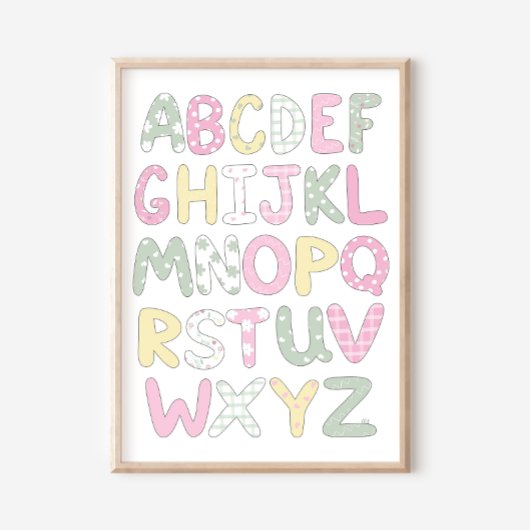 Alphabet Quilt Style Letters Art Print Poster