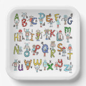 Alphabet Roboter Pappteller (Vorderseite)