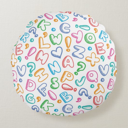 Alphabet Rundes Kissen (Vorderseite)