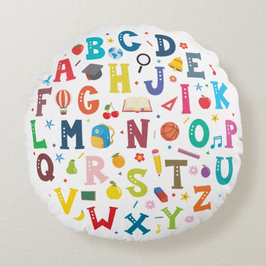 Alphabet Rundes Kissen (Vorderseite)