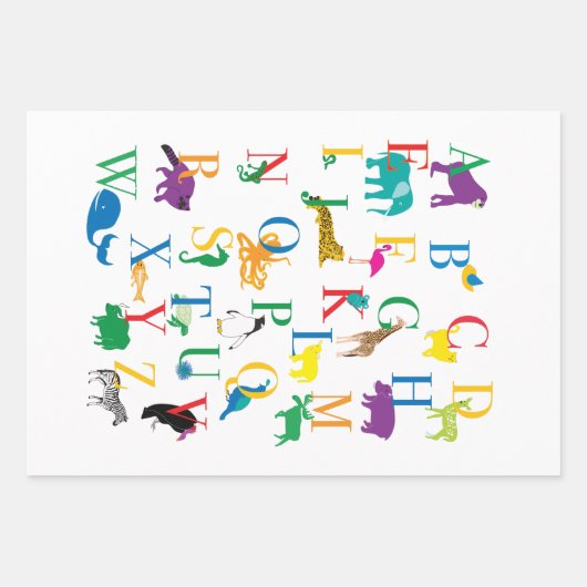 Alphabet Safari Wrapping Paper Sheets Geschenkpapier Set (Vorderseite 3)