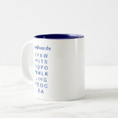 Alphabet schickt und rückwärts Tasse nach (Vorderseite Links)